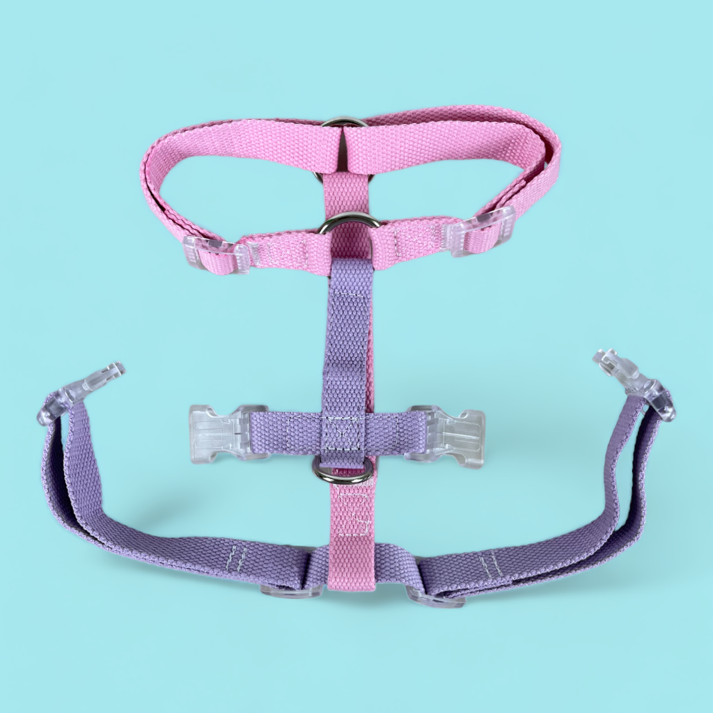 Double Strap Easy Peasy Harness - Flamingo & Lavendar