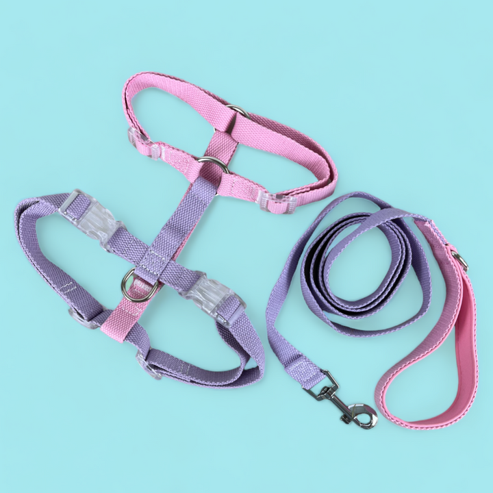 Double Strap Easy Peasy Harness - Flamingo & Lavendar
