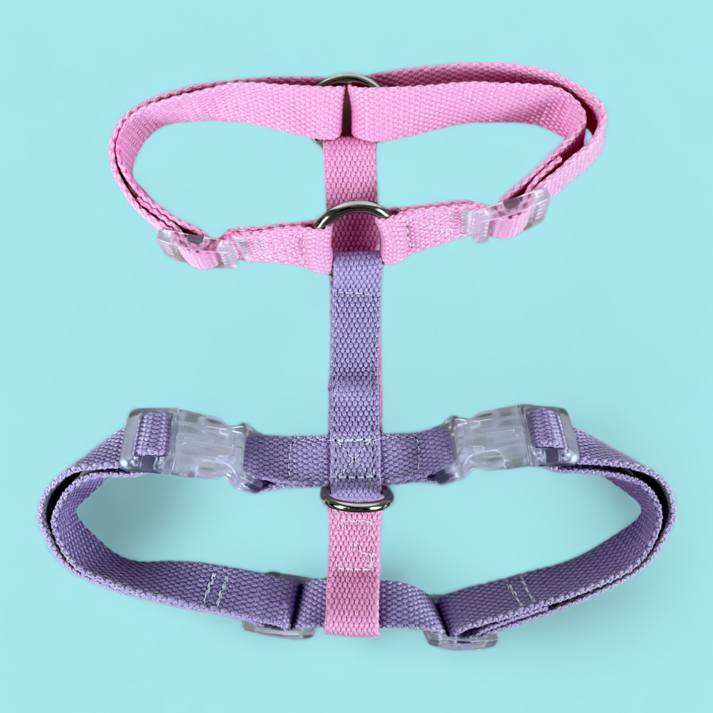 Double Strap Easy Peasy Harness - Flamingo & Lavendar