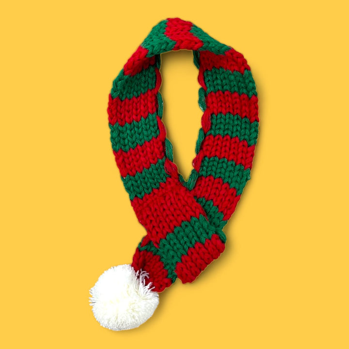 Christmas PomPom Striped Scarf