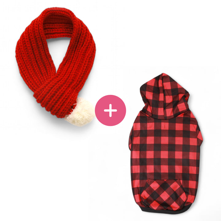 Plaid Snuggle Hoodie + Scarf Combo