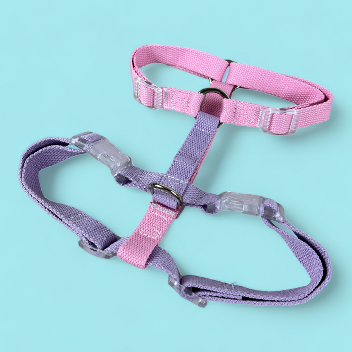 Double Strap Easy Peasy Harness - Flamingo & Lavendar