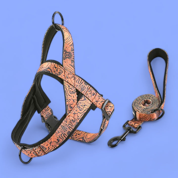 No Pull Padded Doggo Harness Set - Brown