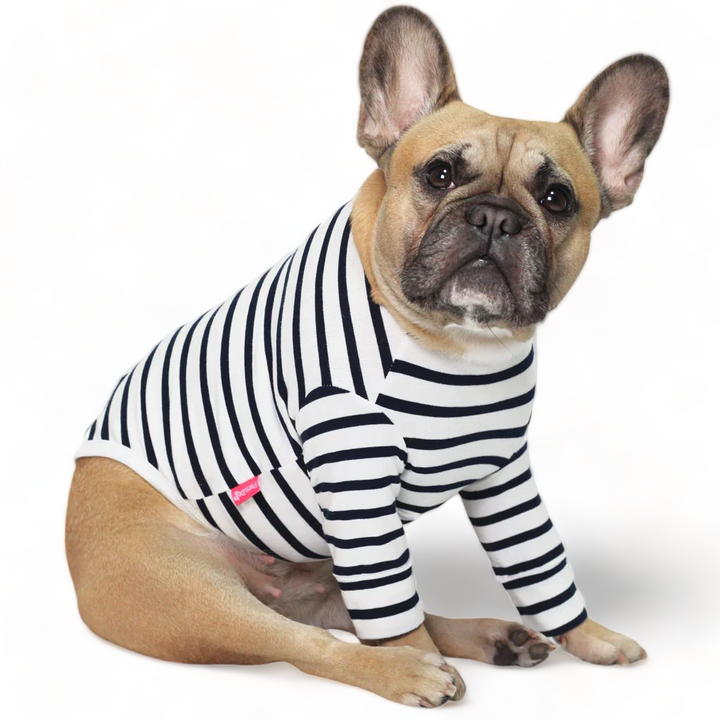 Black French Striped Top