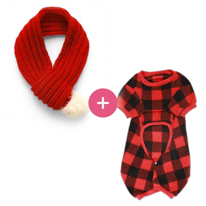 Plaid Snuggle PJ's + Scarf Combo